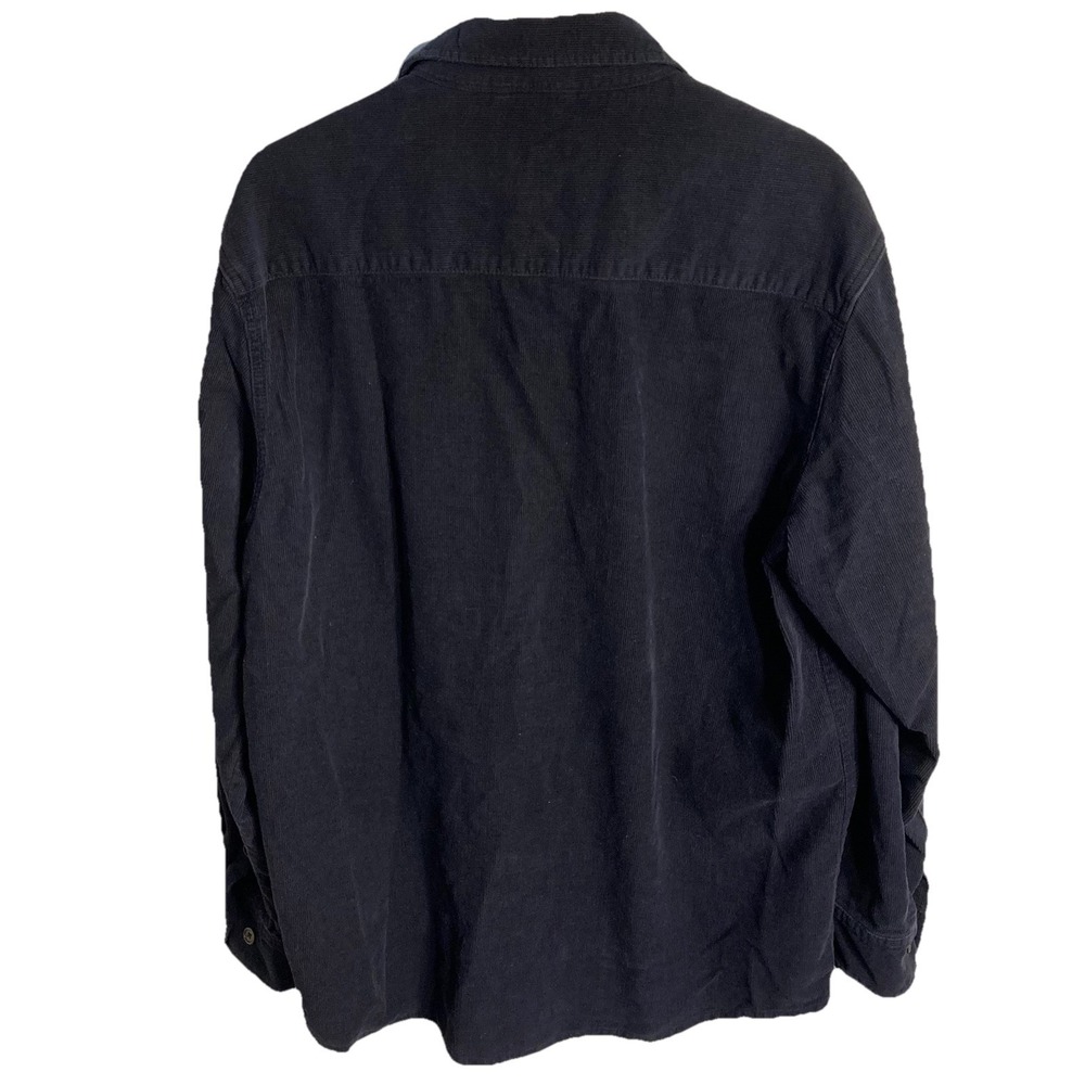 Vtg J Peterman Corduroy Button Up Shirt Mens Large Black Grandfather - Picture 4 of 8